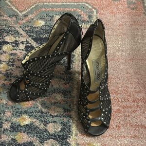 Jimmy Choo Black Peep-Toe Heels